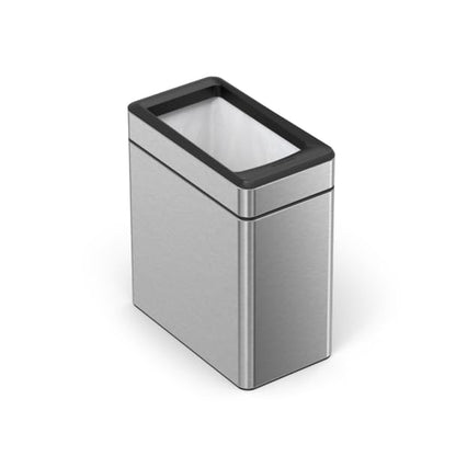 simplehuman, bote de basura abierto de perfil, acero inoxidable cepillado, 10 L