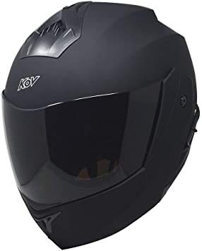 KOV Casco para Moto Stealth Abatible Todas Las Tallas certificacion Dot (L), Negro Mate