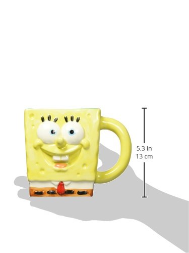 Silver Buffalo Nickelodeon Bob Esponja SquarePants 3D Taza de cerámica esculpida, 20 onzas, color amarillo