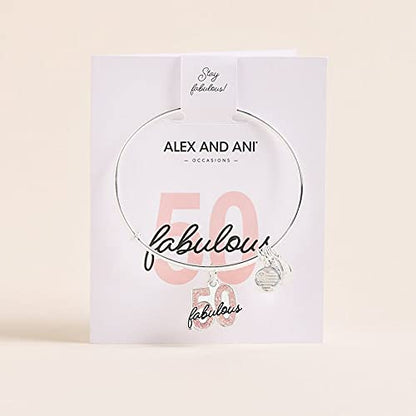 Alex and Ani Brazalete Rígido con Dije Fabulous 50 | Brazalete Rígido con Dije para Mujer | Esmalte | Brazalete Rígido de Alambre Expandible | Regalo de Joyería para Mujer
