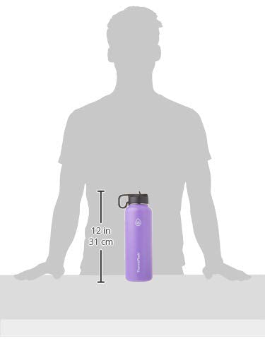 Thermoflask Botella de agua doble aislada de acero inoxidable con dos tapas, 40 onzas, ciruela