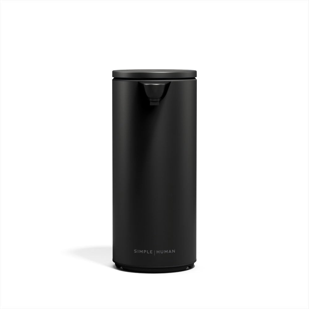 simplehuman Sensor Pump, Dispensador de Jabon Automático Sin Contacto para Cocina, Baño, Dosificación Variable, Válvula Antigoteo IP67, Negro Mate Acero Inoxidable, 266 ml