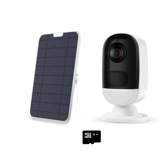 Anewone Cámaras de Seguridad WiFi con Solar Alimentada, Full HD 3MP(2048 * 1536) Visión Nocturna, Cámara Inalámbricas Al Exterior IP66, 64GB SD Card