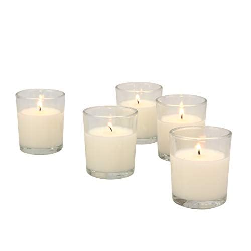 Stonebriar - Paquete de 48 velas votivas de vidrio transparente sin perfume de larga duración