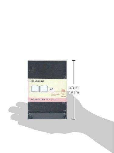 Moleskine Art Plus - Álbum de acuarela, Libro, Negro, Pocket | Bolsillo de 8,9 x 14 cm, álbum de acuarela de 60 páginas con papel de mezcla de algodón de 200 g/m² para técnicas húmedas y