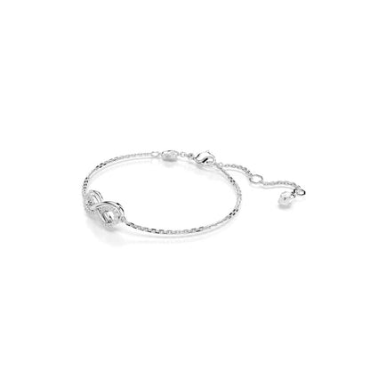 Swarovski Pulsera Hyperbola, Símbolo del infinito, Blanca, Baño de rodio
