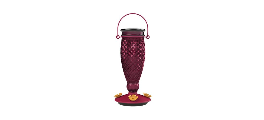 Perky-Pet 9102-1SR - Alimentador de colibrí de Vidrio con Relleno de Diamante Morado con Protectores de Abeja Integrados, decoración de jardín al Aire última intervensión, 24 onzas