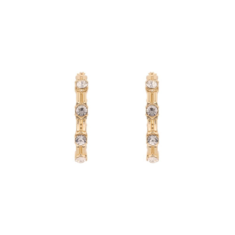 Nine West Aretes Color Dorado Pave Tunnels En Forma Varias De Terminado Brillante para Mujer