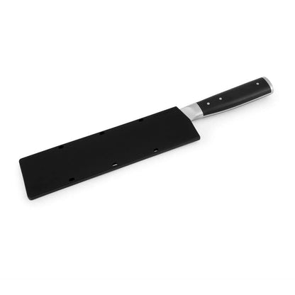KitchenAid Gourmet - Cuchillo de chef forjado de triple remache con cubierta de hoja de ajuste personalizado, cuchillo de cocina afilado, hoja de acero inoxidable japonés de alto carbono, color negro