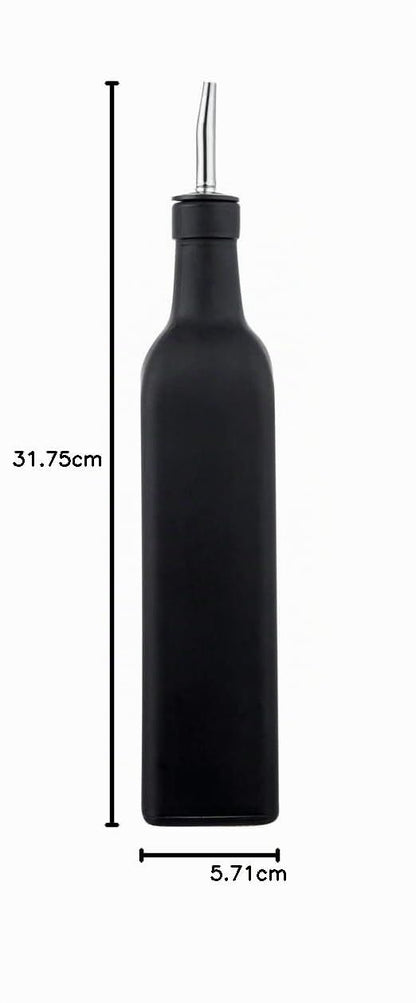 Restaurantware RW Base - Dispensador de aceite de oliva de 16.9 onzas, 1 botella dispensadora de aceite de cocina, con vertedor de acero inoxidable, sin fugas, vidrio negro, vertedor de aceite de
