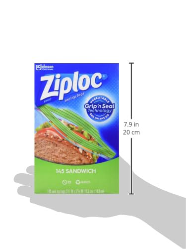 Ziploc Bolsas de Almacenamiento Reutilizables Sándwich, 2 x 145 Unidades