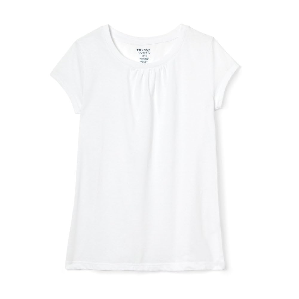 French Toast Playera de Manga Corta con Cuello Fruncido para Niña - 10 - White
