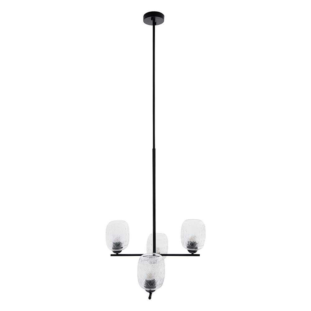 Tecnolite Lampara Colgante Aluminio Negro/Cristal Transparente 34W 100V 240CTL8314MVCT, Grande