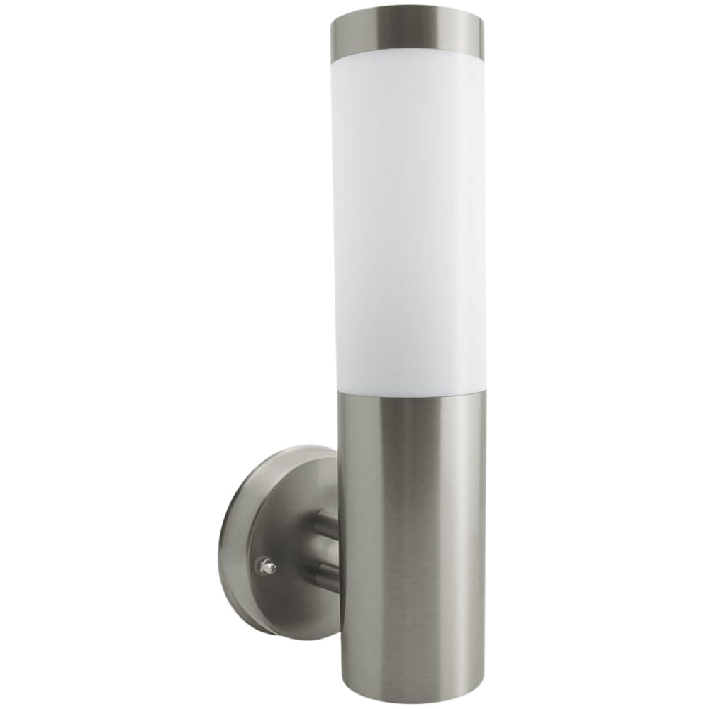 Luminaria de Pared Artlite Cilindrica, Acero Inoxidable IP54 Resistente a uso en Exterior, Base E26/E27, Satín, Apertura de 360°