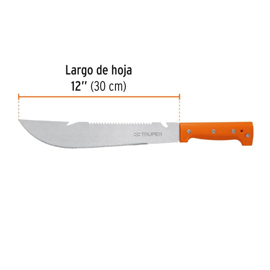 Truper T-460-12X, Machete rambo 12" cacha naranja, antiderrapante