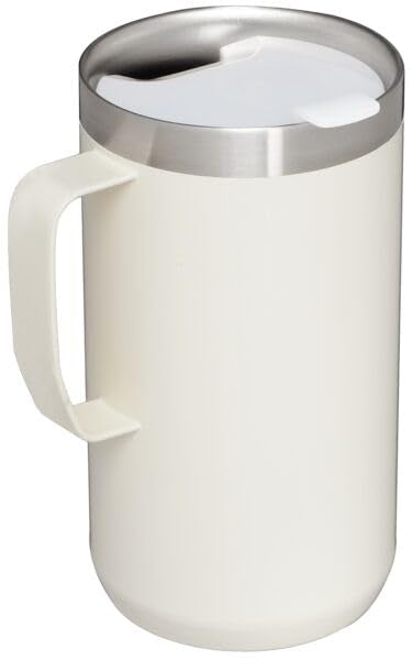 Stanley Stay Hot Camp - Taza aislada de acero inoxidable 18/8 duradera, tapa Tritan™ sin salpicaduras, 24 onzas, color crema brillante