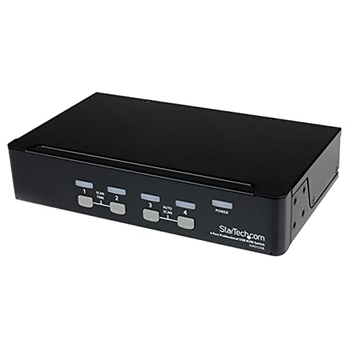 StarTech STH-SV431USB SV431USB Switch KVM de 4 Puertos con USB, 1 Usuario Local, 1U, Negro