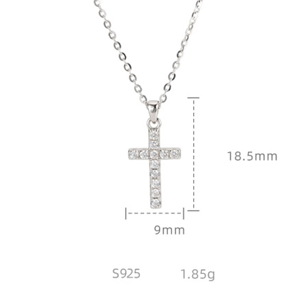 XYPHIELLE Collar de Cruz con Cristales para Mujer, Dije de Plata 925 Brillante, Joyería de Fe y Moda, Regalo para Bautizo, Primera Comunión o Aniversario