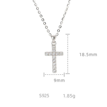 XYPHIELLE Collar de Cruz con Cristales para Mujer, Dije de Plata 925 Brillante, Joyería de Fe y Moda, Regalo para Bautizo, Primera Comunión o Aniversario