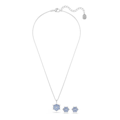 Swarovski Conjunto Magic, Copo de nieve, Azul, Baño de rodio