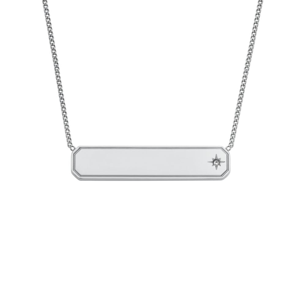 Collar Fossil JF04927040 Sadie de acero inoxidable en tono plateado para mujer