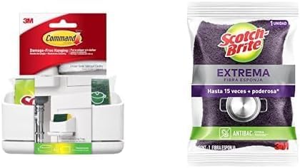 Scotch-Brite Command 3M Sujeta Esponja de Cocina Fibra Esponja Extrema Chico 1 Pieza