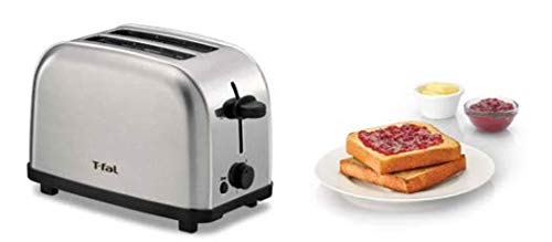 Tostador de Pan T-Fal TT330DMX Ultra Toaster Compacto Inox para dos panes con 6 niveles de temperatura de 700W y acero inoxidable + Cafetera de 12 tazas Oster® negra sistema de switch BVSTDCS12B013