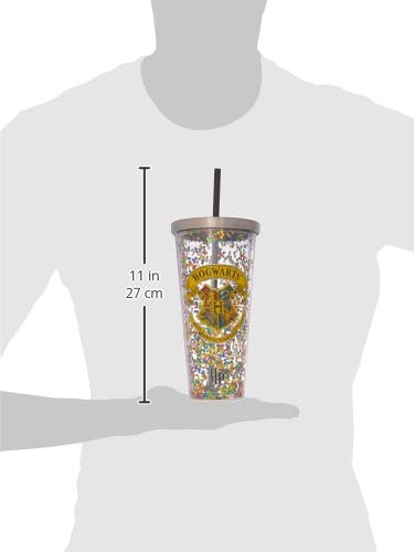 Spoontiques 21321 Hogwarts taza de purpurina con popote, 20 onzas, multicolor