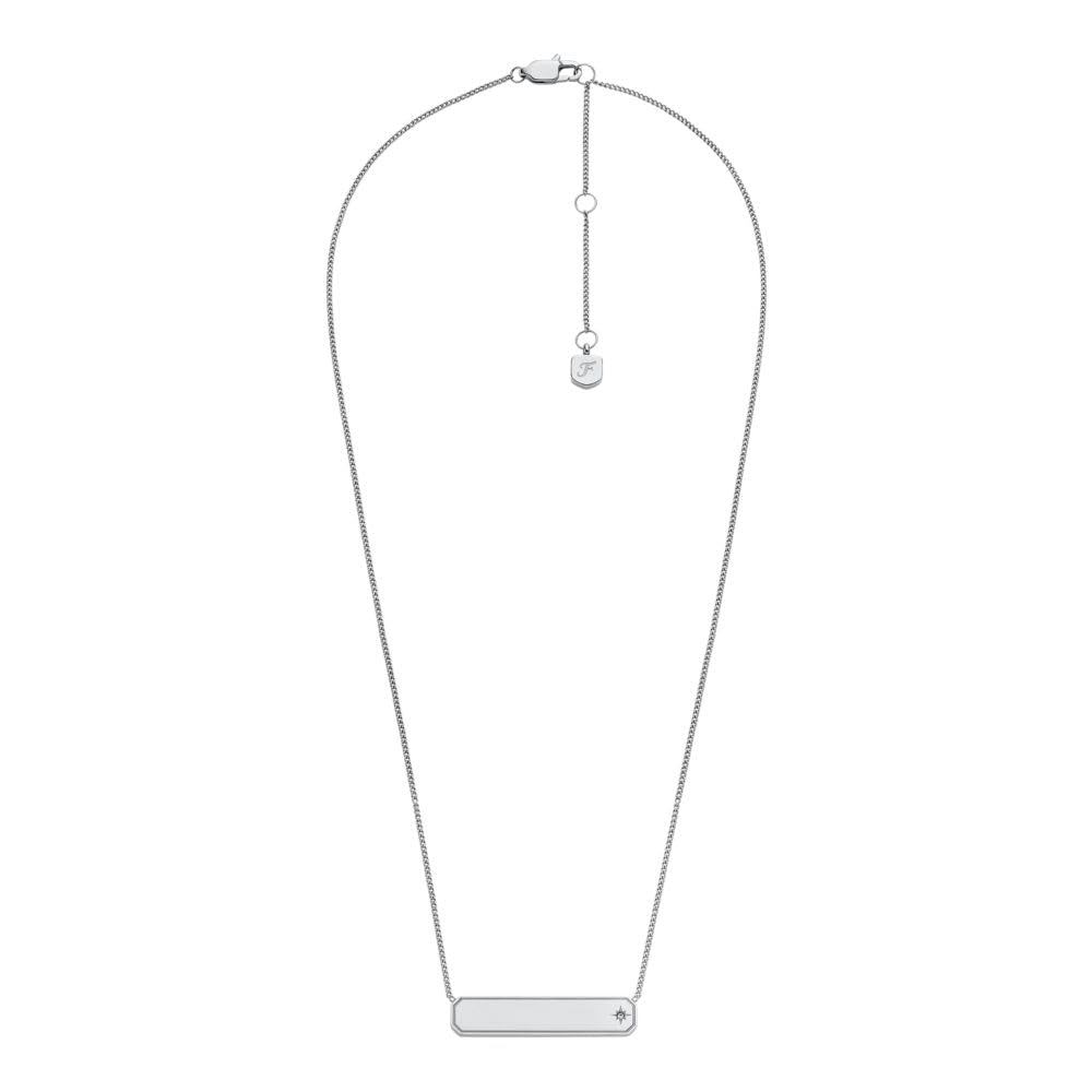 Collar Fossil JF04927040 Sadie de acero inoxidable en tono plateado para mujer