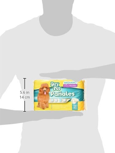 Fancy Pets Pañales Desechables para Perro Med, Súper Absorbentes, 12 Piezas, para Incontinencia, Entrenamiento y Celo, Cómodos y Ajustables