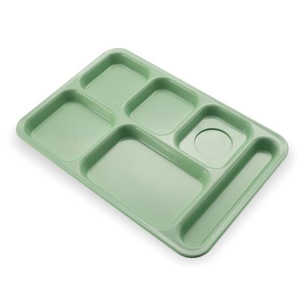 Carlisle FoodService Products P614R09 Bandeja de Polipropileno con 6 Compartimentos para Mano Derecha, 10 x 14 Pulgadas, Verde