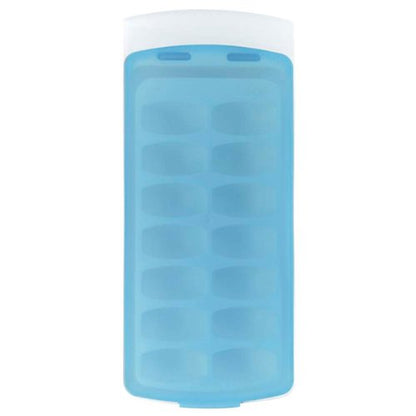 OXO Good Grips No-Spill bandeja de cubitos de hielo con tapa de silicona, Bandeja de hielo, Blanco/Azul, 8.8-Ounce, 1