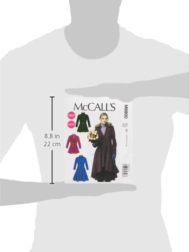 McCall's Pattern Company M6800 - Abrigos con Forro para Mujer, cinturón, Plantilla de Costura Desmontable para Cuello y Capucha, tamaño A5 (6-8-10-12-14)