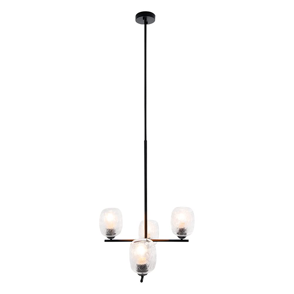 Tecnolite Lampara Colgante Aluminio Negro/Cristal Transparente 34W 100V 240CTL8314MVCT, Grande