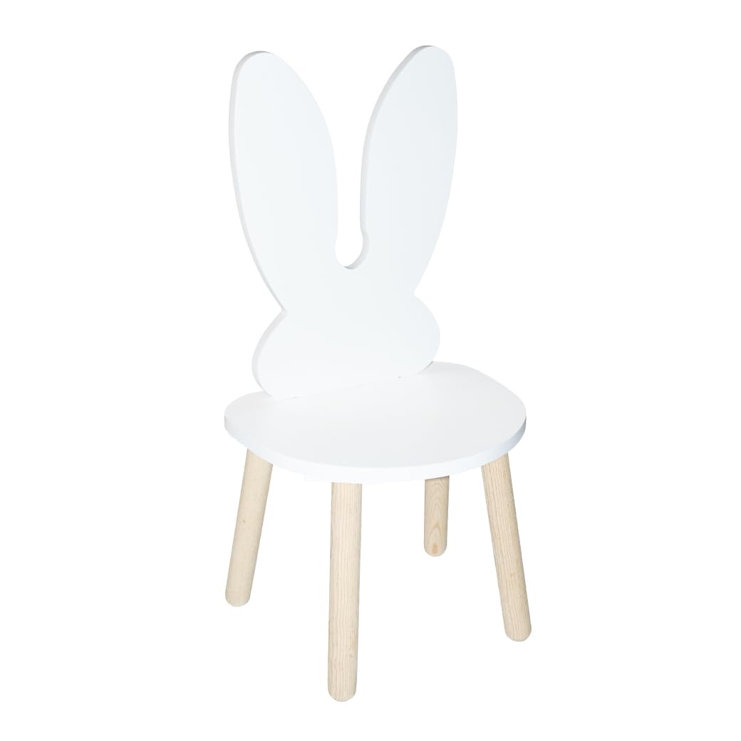 DUDUK Silla Infantil de Madera con Forma de Conejo - Blanco