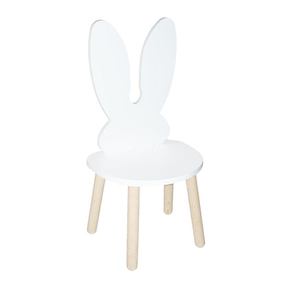 DUDUK Silla Infantil de Madera con Forma de Conejo - Blanco