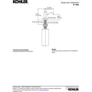 Kohler K-1994-2BZ Dispensador de jabón y loción con diseño Tradicional, Bronce aceitado