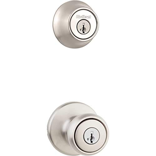 Kwikset 690T 15 SMT Tylo - Perilla de entrada con llave y cerrojo de seguridad de un solo cilindro con SmartKey, níquel satinado