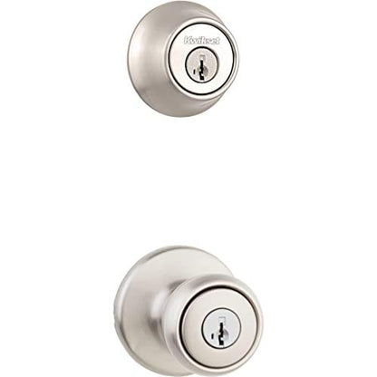 Kwikset 690T 15 SMT Tylo - Perilla de entrada con llave y cerrojo de seguridad de un solo cilindro con SmartKey, níquel satinado