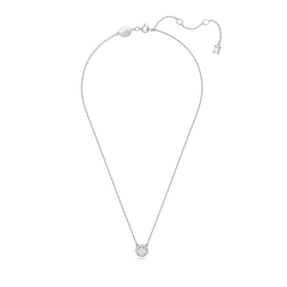 SWAROVSKI - Colgante angélico con vidrio transparente circular y pavé de vidrio transparente en una cadena chapada en rodio