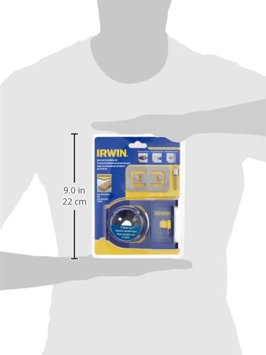 IRWIN 3111001 - Kit de instalación de cerradura de puerta para puertas de madera, color azul