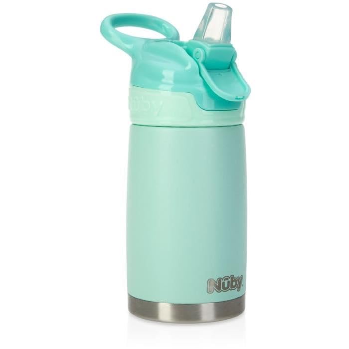 Nuby Thirsty Kids Taza de Viaje de Acero Inoxidable 300 ml, Blanco - Agua (Aqua)