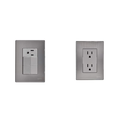 iGoto INOX1009 con 2 apagadores sencillos y 1 contacto de 1 módulo, Acero Inoxidable, Color Plata + INOX1001 Contacto Dúplex, Acero Inoxidable, Color Plata