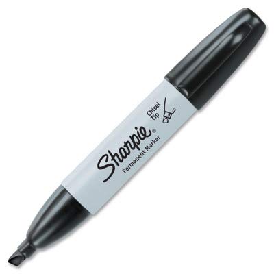 Sharpie 38201 Marcadores permanentes, punta de cincel, negro, 12 unidades