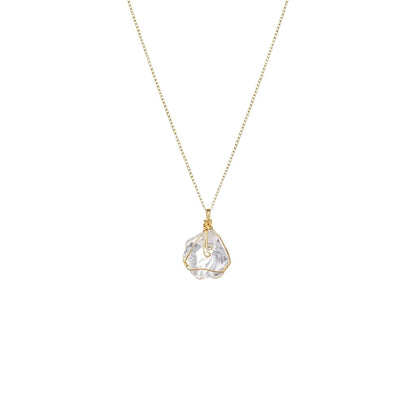 XYPHIELLE Collar de Cuarzo Blanco Natural para Mujer, Dije de Piedra de la Pureza Envuelto en Alambre, Joyería Minimalista y Clara, Regalo de Armonía