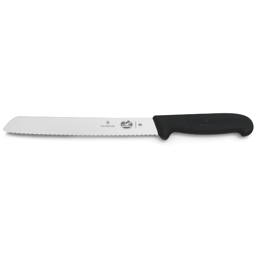 Victorinox Fibrox Pro - Cuchillo para pan, 20 cm, Negro, 8" Bread, 1
