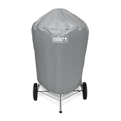 Weber - 7176 Funda para parrilla de carbón de 22 pulgadas | Cubierta para barbacoa de carbón de 47 cm, material impermeable con correas de fijación, color gris, 58,5 x 72,5 x 91 cm
