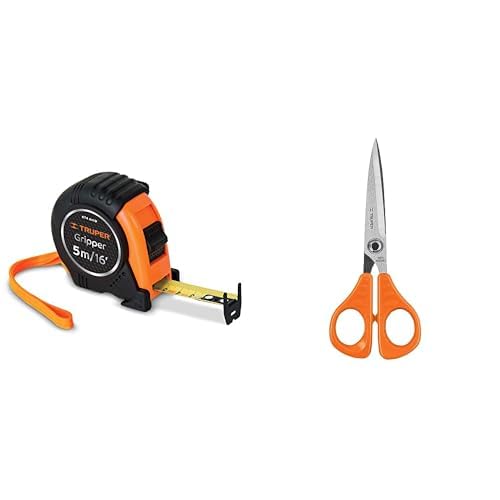 Truper Flexómetro Gripper Contra Impacto - 5 m - Flexómetro + Tijeras TIOF-6