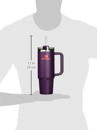 Stanley Quencher H2.0 FlowState - Vaso de acero inoxidable aislado al vacío con tapa y popote para agua, té helado, café, licuados y más, ciruela, 890 ml.