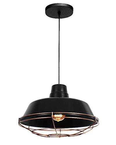 Maxxi MX-CL1819-N/R Candil de Acero con Rejilla Cobre Antiguo, color Negro